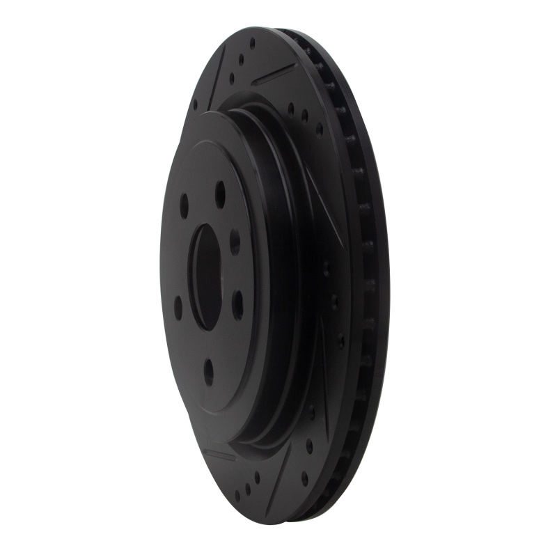 Cadillac CTS Brake Rotor (1) - Rear Left - R1 Concepts - Drilled & Slotted - Black - `08-`19